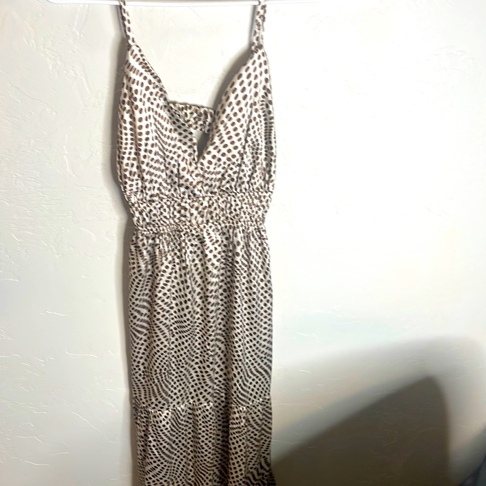 Light and dark brown, polka dot, sun dress, medium, long